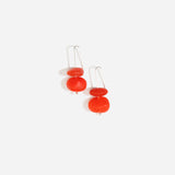 Dinosaur Designs Temple Earth Wire Earrings Earrings in Poppy red colour resin with925 sterling silver wire