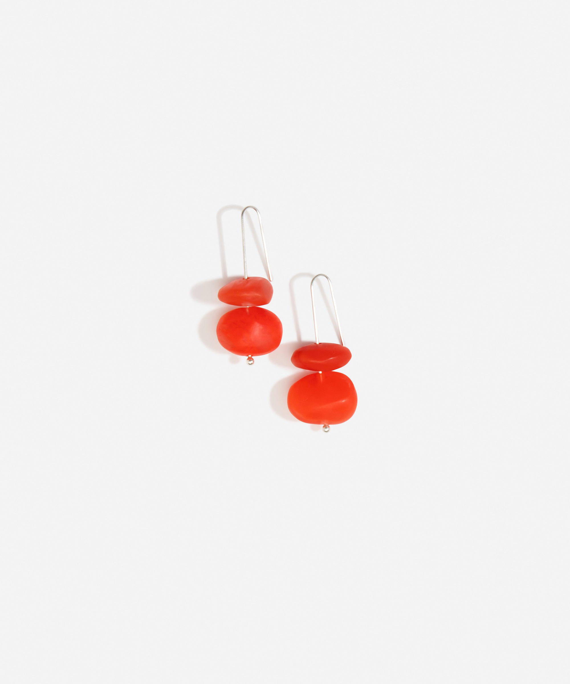 Dinosaur Designs Temple Earth Wire Earrings Earrings in Poppy red colour resin with925 sterling silver wire
