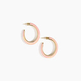 Dinosaur Designs Large Pebble Duo Hoop Earrings in Blossom — marbled pink and cream resin hoop earrings with polished brass inner face and stud fastening