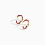 Dinosaur Designs Large Pebble Duo Hoop Earrings in Cranberry — marbled red resin hoop earrings with polished brass inner face and stud fastening