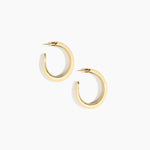 Dinosaur Designs Large Pebble Duo Hoop Earrings in Cream — cream resin hoop earrings with polished brass inner face and stud fastening