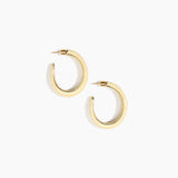 Dinosaur Designs Large Pebble Duo Hoop Earrings in Cream — cream resin hoop earrings with polished brass inner face and stud fastening