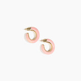 Dinosaur Designs Medium Pebble Duo Hoop Earrings in Blossom — marbled pink and cream resin hoop earrings with polished brass inner face and stud fastening