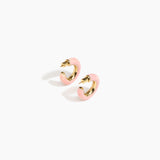 Dinosaur Designs Medium Pebble Duo Hoop Earrings in Blossom — marbled pink and cream resin hoop earrings with polished brass inner face and stud fastening