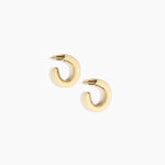 Dinosaur Designs Medium Pebble Duo Hoop Earrings in Cream — cream resin hoop earrings with polished brass inner face and stud fastening