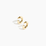 Dinosaur Designs Medium Pebble Duo Hoop Earrings in Cream — cream resin hoop earrings with polished brass inner face and stud fastening