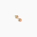 Dinosaur Designs Crescent Stud Earrings in Rust colour with Brass hardware — marbled red-brown and cream resin dome stud earrings with brass crescent setting.
