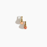 Dinosaur Designs Polished Lotus Hoop Earrings in Rust with Brass — marbled red-brown and cream resin half-dome hoop earrings with polished brass hardware and hinged clasp