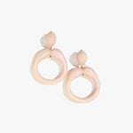 Dinosaur Designs Sprout Hoop Earrings in Rose Swirl colour — marbled dusty pink resin oversized irregular hoop drop earrings with small oval resin stud top and gold-plated hardware