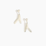 Dinosaur Designs Large Wishbone Earrings in Chalk Swirl Colour resin with Silver-Plated Brass Material..