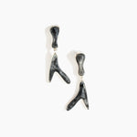 Dinosaur Designs Long Wishbone Earrings in Slate Colour resin with Silver-Plated Brass Material..