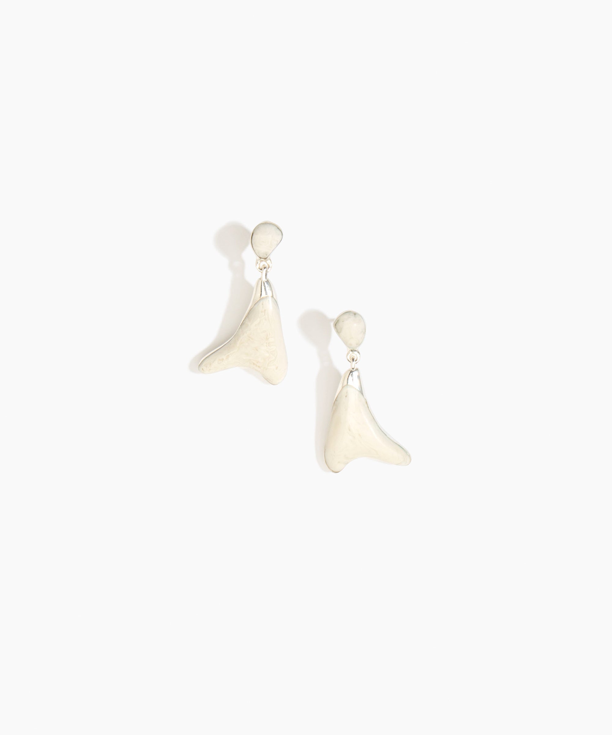 Dinosaur Designs Medium Wishbone Earrings in Chalk Swirl Colour resin with Silver-Plated Brass Material..