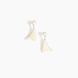 Dinosaur Designs Medium Wishbone Earrings in Chalk Swirl Colour resin with Silver-Plated Brass Material.