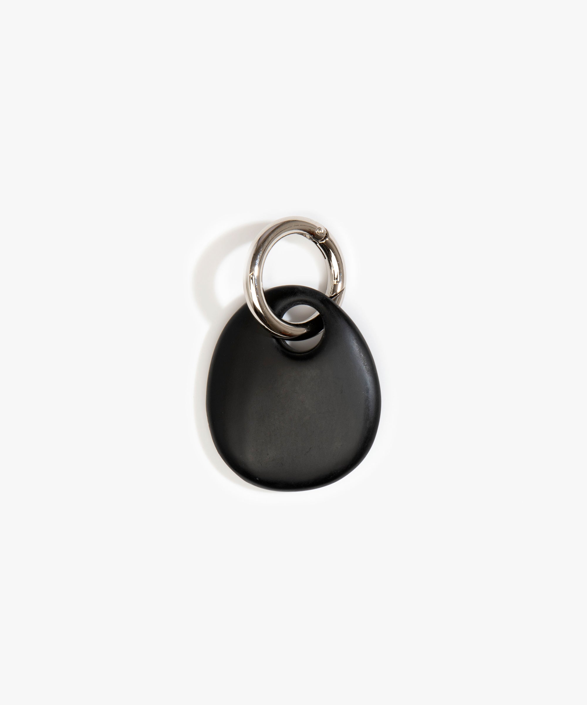 Dinosaur Designs Earth Keyring in Black — handcrafted Black resin pebble bead on a polished gunmetal jump ring