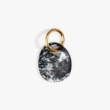Dinosaur Designs Earth Keyring in Black Marble — handcrafted marbled Black and white resin pebble bead on a polished brass jump ring