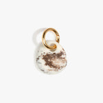 Dinosaur Designs Earth Keyring in Cappuccino — handcrafted marbled brown and Cream resin pebble bead on a polished brass jump ring