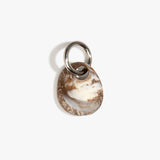 Dinosaur Designs Earth Keyring in Cappuccino — handcrafted marbled brown and Cream resin pebble bead on a polished gunmetal jump ring