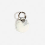 Dinosaur Designs Earth Keyring in Cloud — handcrafted marbled grey and Cream resin pebble bead on a polished gunmetal jump ring