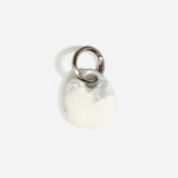 Dinosaur Designs Earth Keyring in Cloud — handcrafted marbled grey and Cream resin pebble bead on a polished gunmetal jump ring