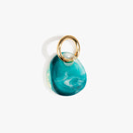 Dinosaur Designs Earth Keyring in Lagoon — handcrafted marbled blue and Cream resin pebble bead on a polished brass jump ring
