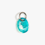 Dinosaur Designs Earth Keyring in Lagoon — handcrafted marbled blue and Cream resin pebble bead on a polished gunmetal jump ring