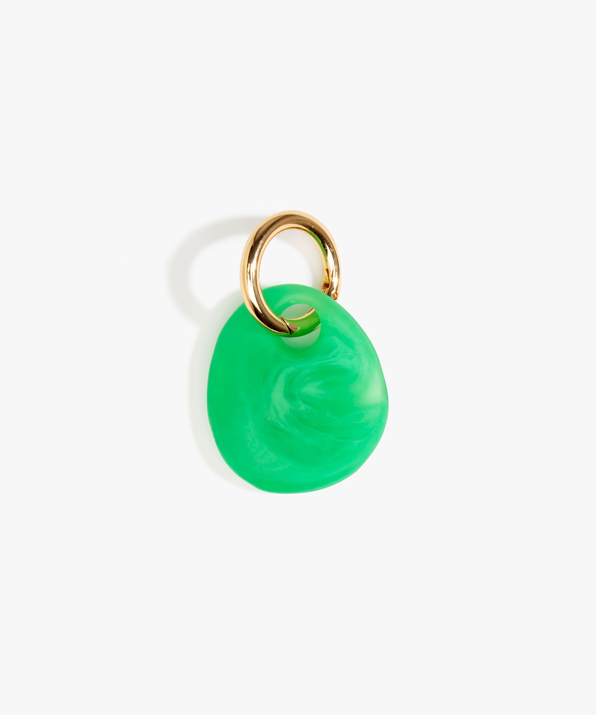 Dinosaur Designs Earth Keyring in Leaf — handcrafted marbled green and clear resin pebble bead on a polished jump ring