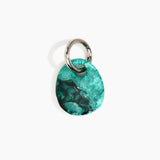 Dinosaur Designs Earth Keyring in Lichen — handcrafted marbled teal green and Black resin pebble bead on a polished gunmetal jump ring