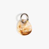 Dinosaur Designs Earth Keyring in Light Horn — handcrafted marbled brown, Cream and clear resin pebble bead on a polished gunmetal jump ring