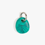 Dinosaur Designs Earth Keyring in Mineral Swirl — handcrafted marbled teal green resin pebble bead on a polished gunmetal jump ring
