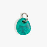 Dinosaur Designs Earth Keyring in Mineral Swirl — handcrafted marbled teal green resin pebble bead on a polished gunmetal jump ring