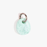 Dinosaur Designs Earth Keyring in Mint— handcrafted marbled green blue resin pebble bead on a polished gunmetal jump ring