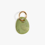 Dinosaur Designs Earth Keyring in Olive — handcrafted marbled green and clear resin pebble bead on a polished brass jump ring
