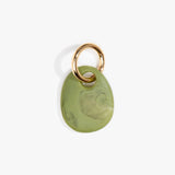 Dinosaur Designs Earth Keyring in Olive — handcrafted marbled green and clear resin pebble bead on a polished brass jump ring