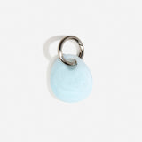 Dinosaur Designs Earth Keyring in Pool — handcrafted marbled blue and clear resin pebble bead on a polished gunmetal jump ring
