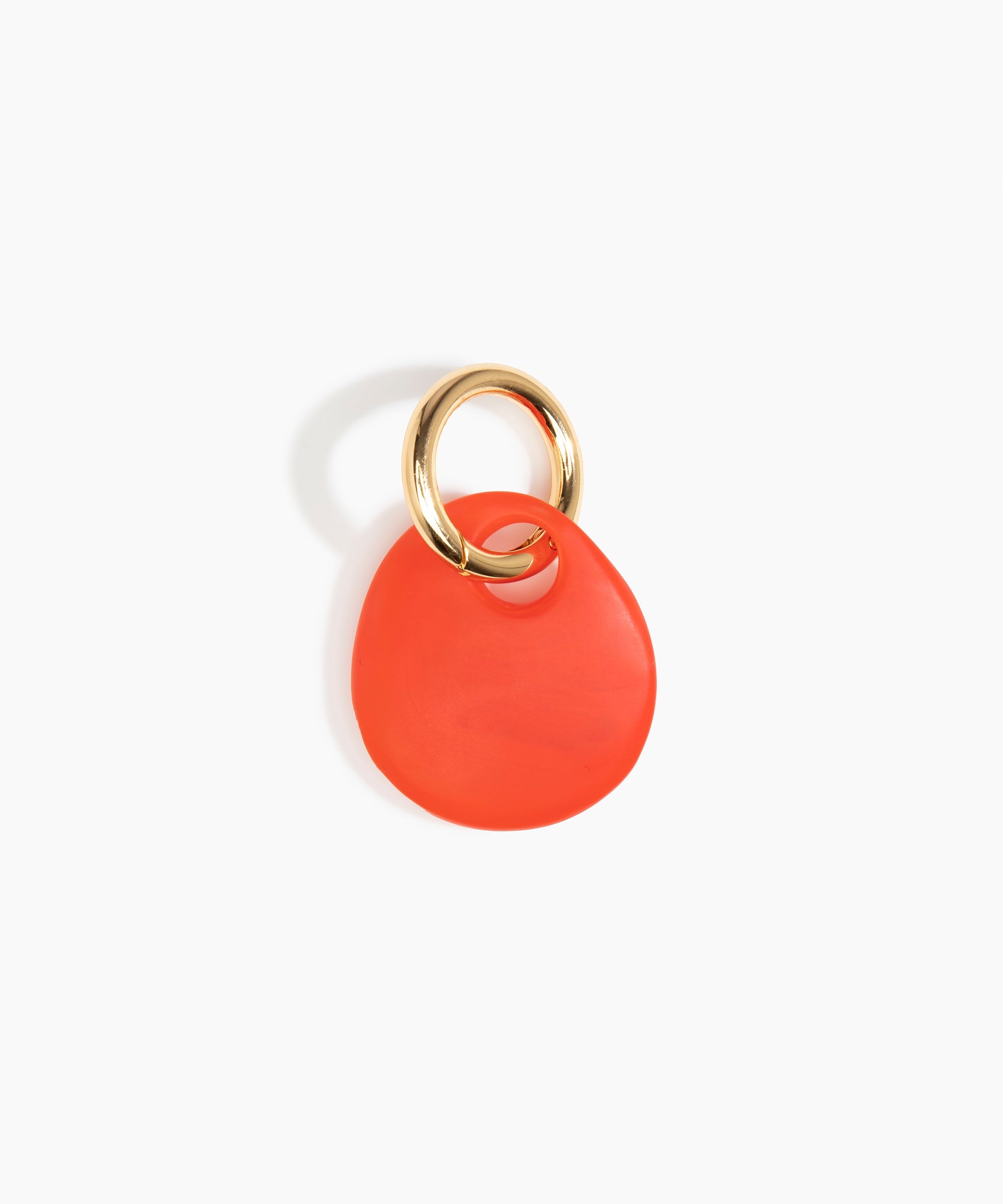 Dinosaur Designs Earth Keyring in Poppy — handcrafted marbled red resin pebble bead on a polished brass jump ring