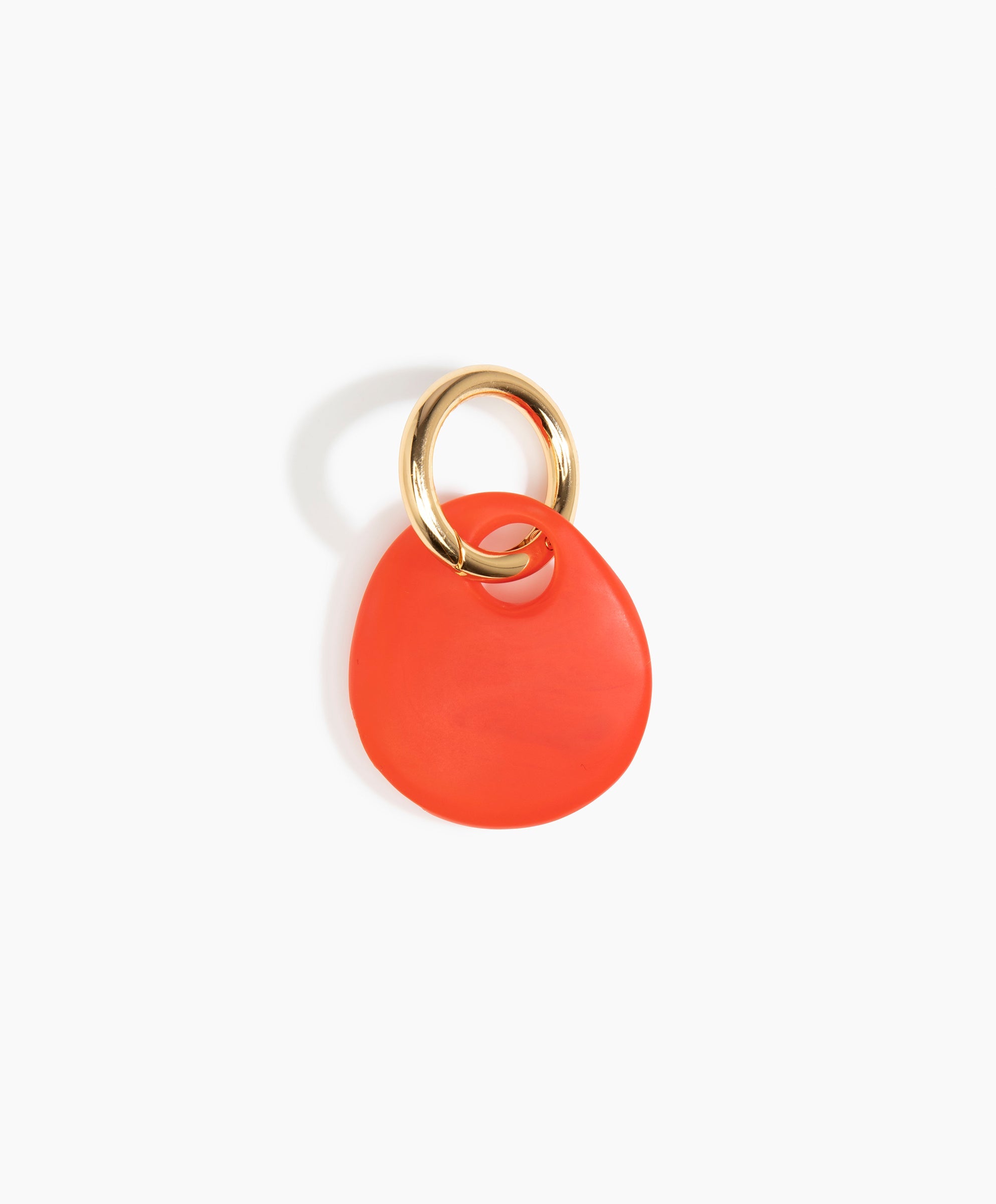 Dinosaur Designs Earth Keyring in Poppy — handcrafted marbled red resin pebble bead on a polished brass jump ring