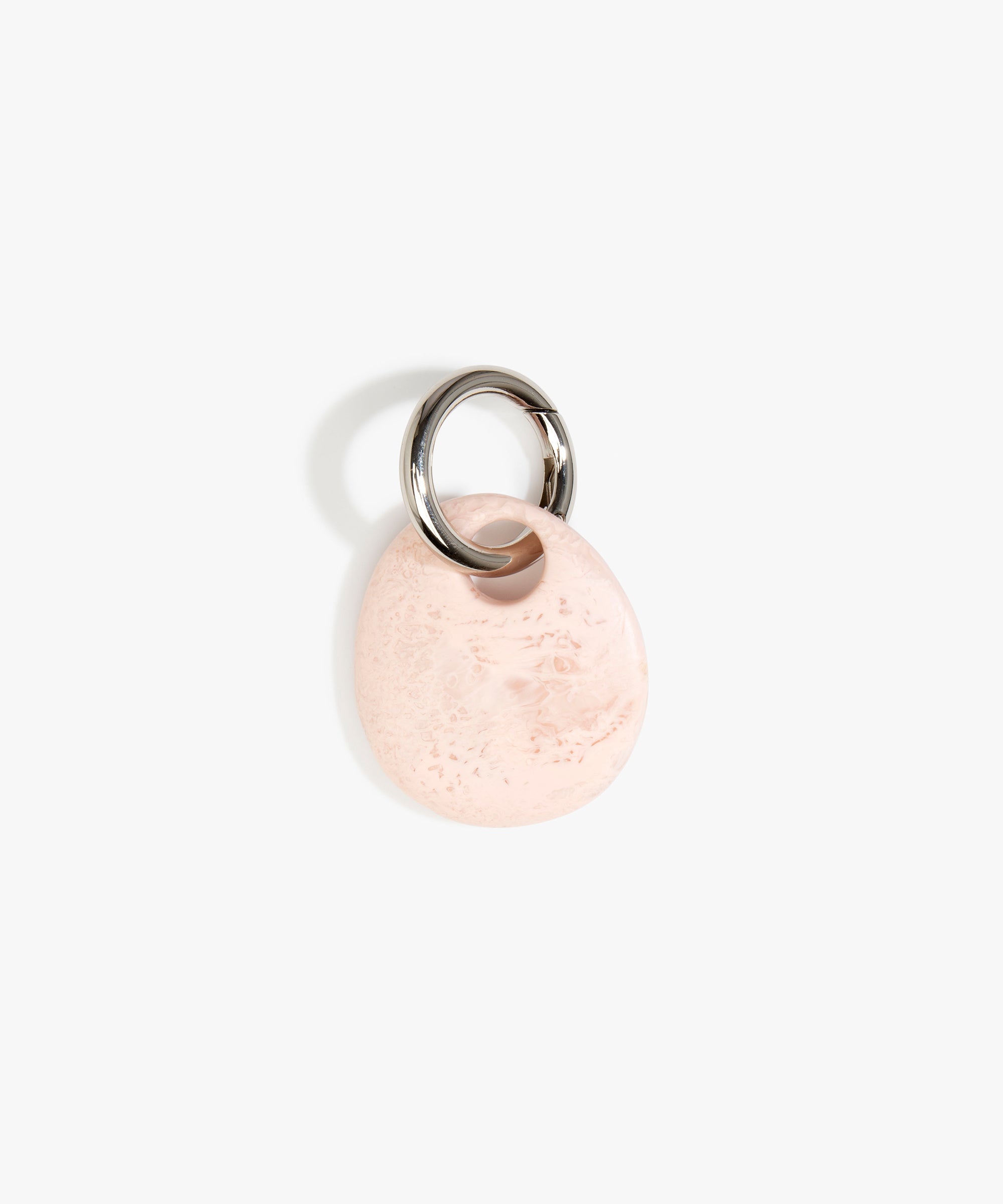 Dinosaur Designs Earth Keyring in Rose Swirl — handcrafted marbled dusty pink resin pebble bead on a polished gunmetal jump ring