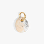 Dinosaur Designs Earth Keyring in Sandy Pearl — handcrafted marbled beige, grey and pearlescent resin pebble bead on a polished brass jump ring