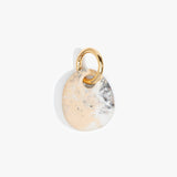 Dinosaur Designs Earth Keyring in Sandy Pearl — handcrafted marbled beige, grey and pearlescent resin pebble bead on a polished brass jump ring