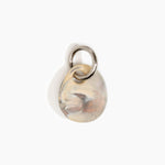 Dinosaur Designs Earth Keyring in Sandy Pearl — handcrafted marbled beige, grey and pearlescent resin pebble bead on a polished gunmetal jump ring