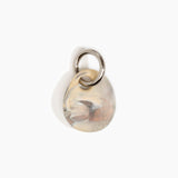 Dinosaur Designs Earth Keyring in Sandy Pearl — handcrafted marbled beige, grey and pearlescent resin pebble bead on a polished gunmetal jump ring