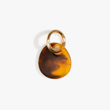 Dinosaur Designs Earth Keyring in Tortoise — handcrafted marbled amber and Black resin pebble bead on a polished jump ring