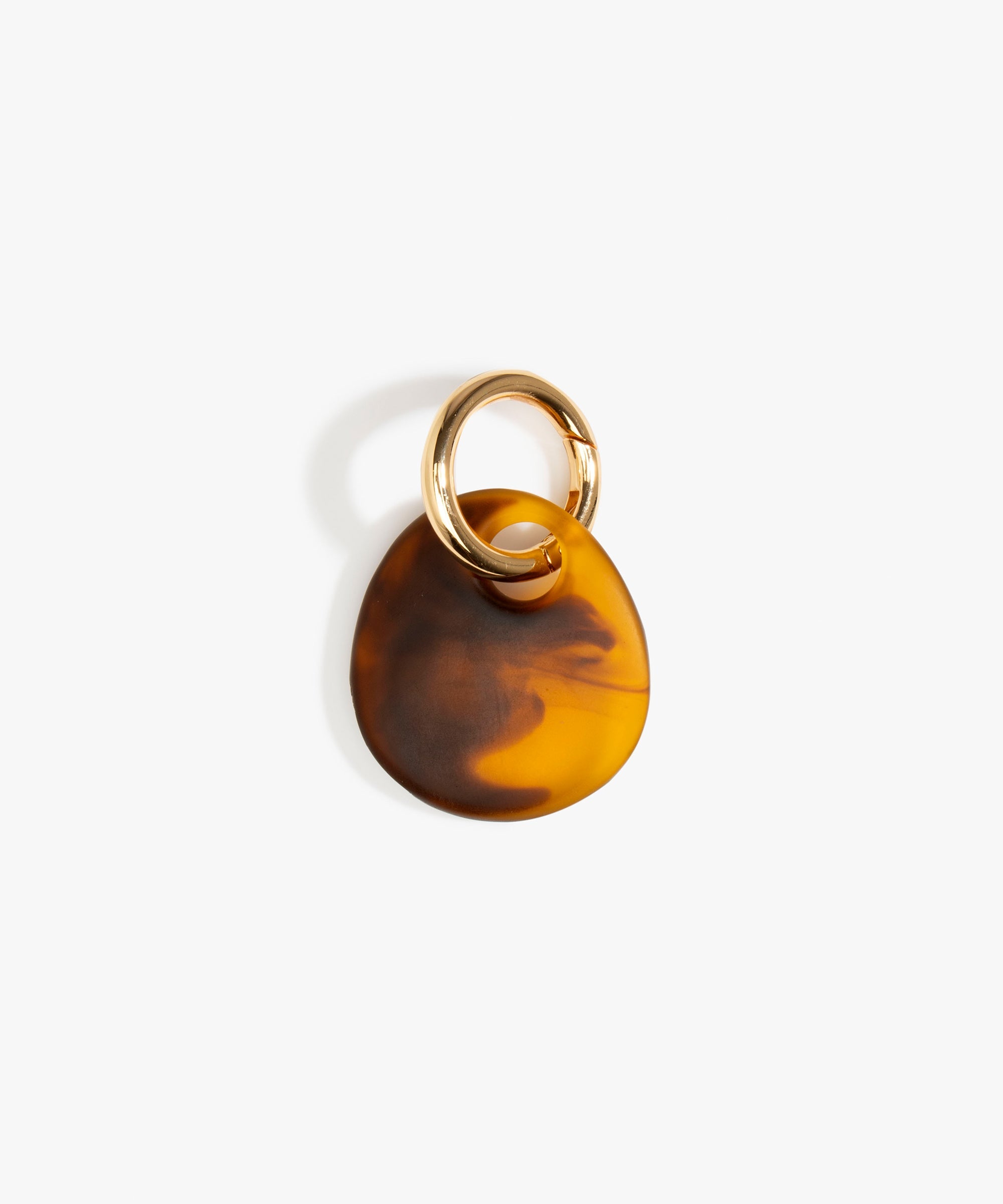 Dinosaur Designs Earth Keyring in Tortoise — handcrafted marbled amber and Black resin pebble bead on a polished jump ring