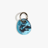 Dinosaur Designs Earth Keyring in Water — handcrafted marbled light and dark blue resin pebble bead on a polished gunmetal jump ring