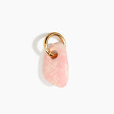 Dinosaur Designs Rock Keyring in Blossom — handcrafted marbled pale pink resin pebble bead on a polished brass jump ring