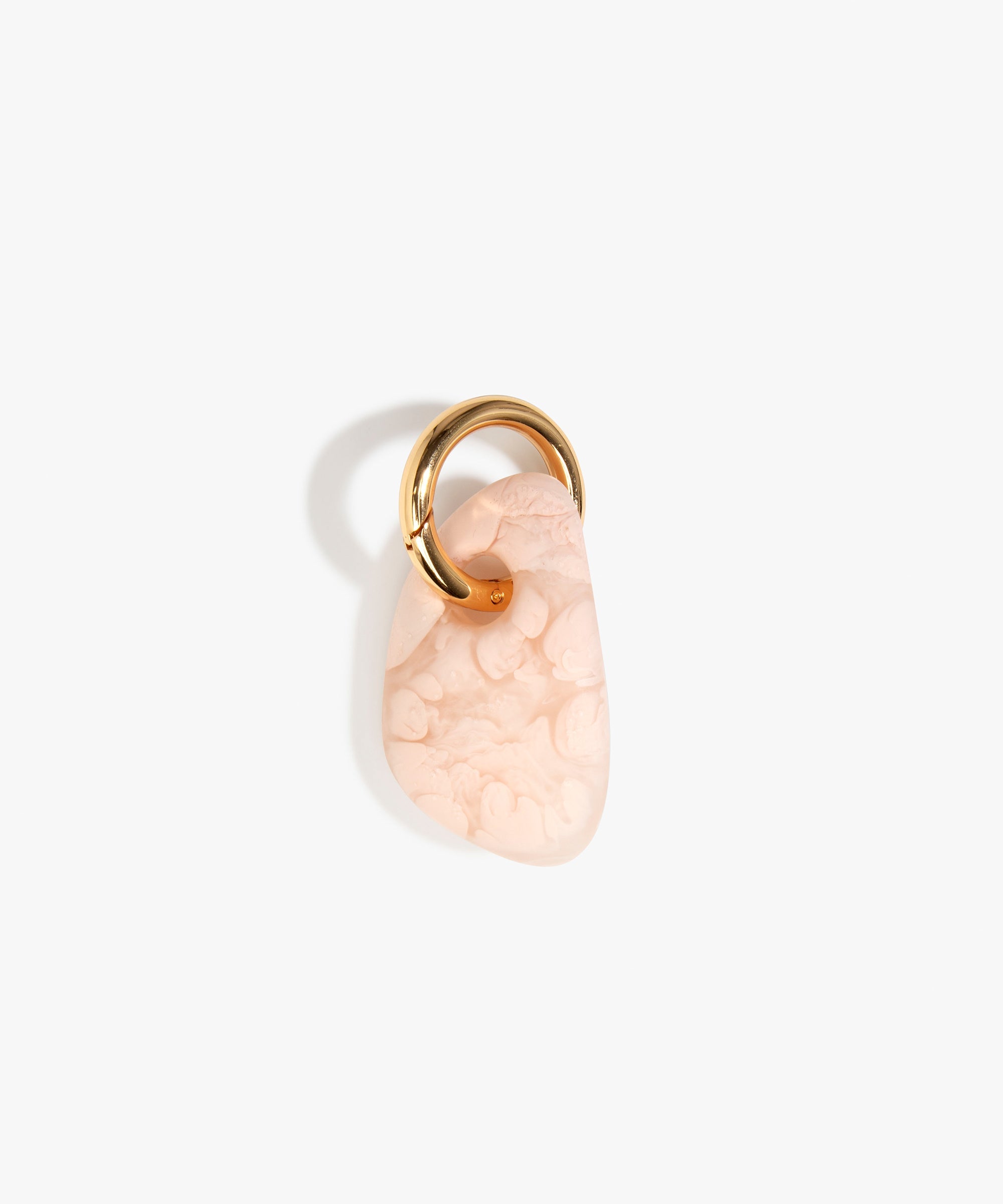 Dinosaur Designs Rock Keyring in Rose Swirl — handcrafted pink resin pebble bead on a polished brass jump ring