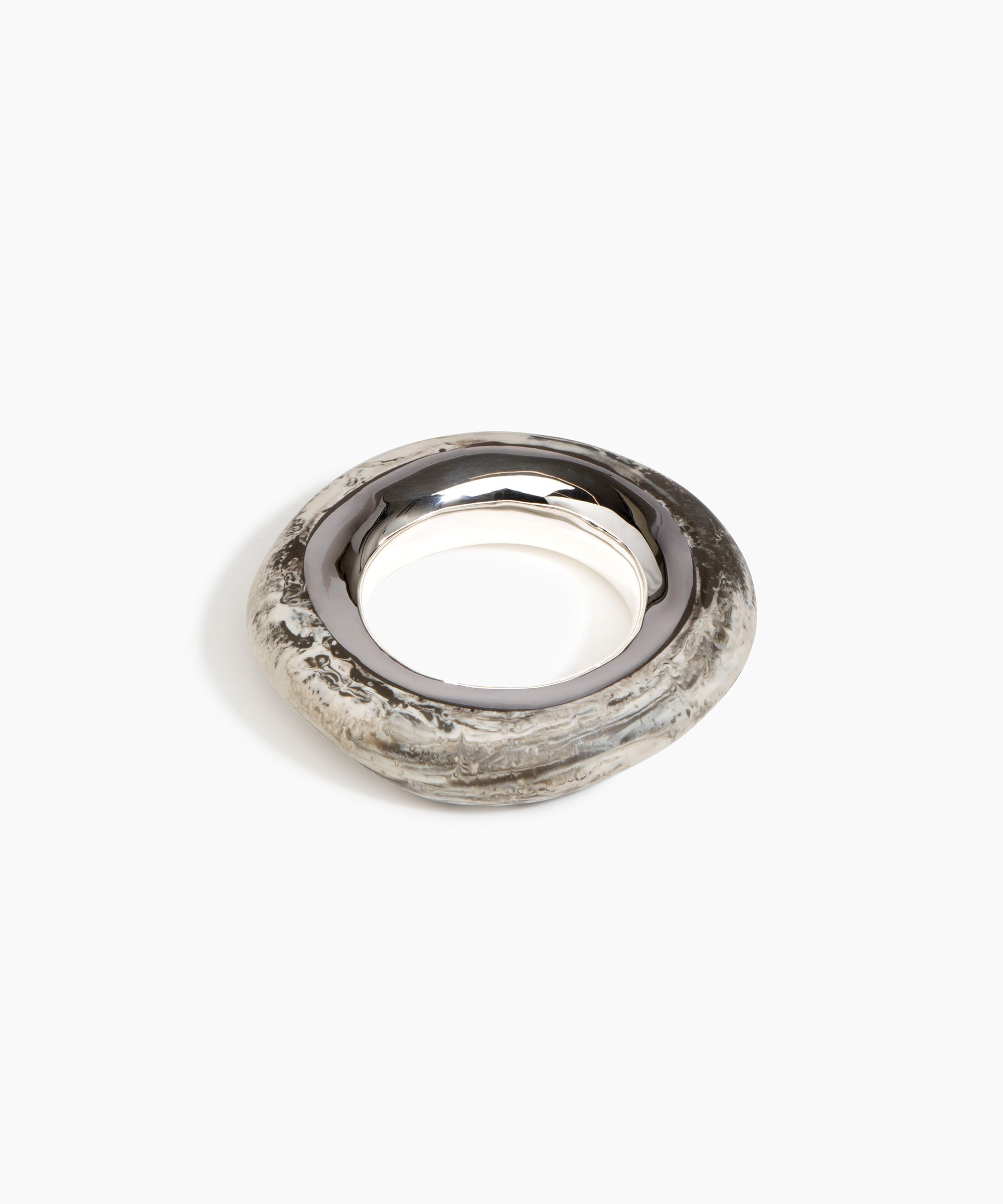 Dinosaur Designs Large Drift Duo Bangle in Granite Colour resin with Silver-Plated Brass Material.