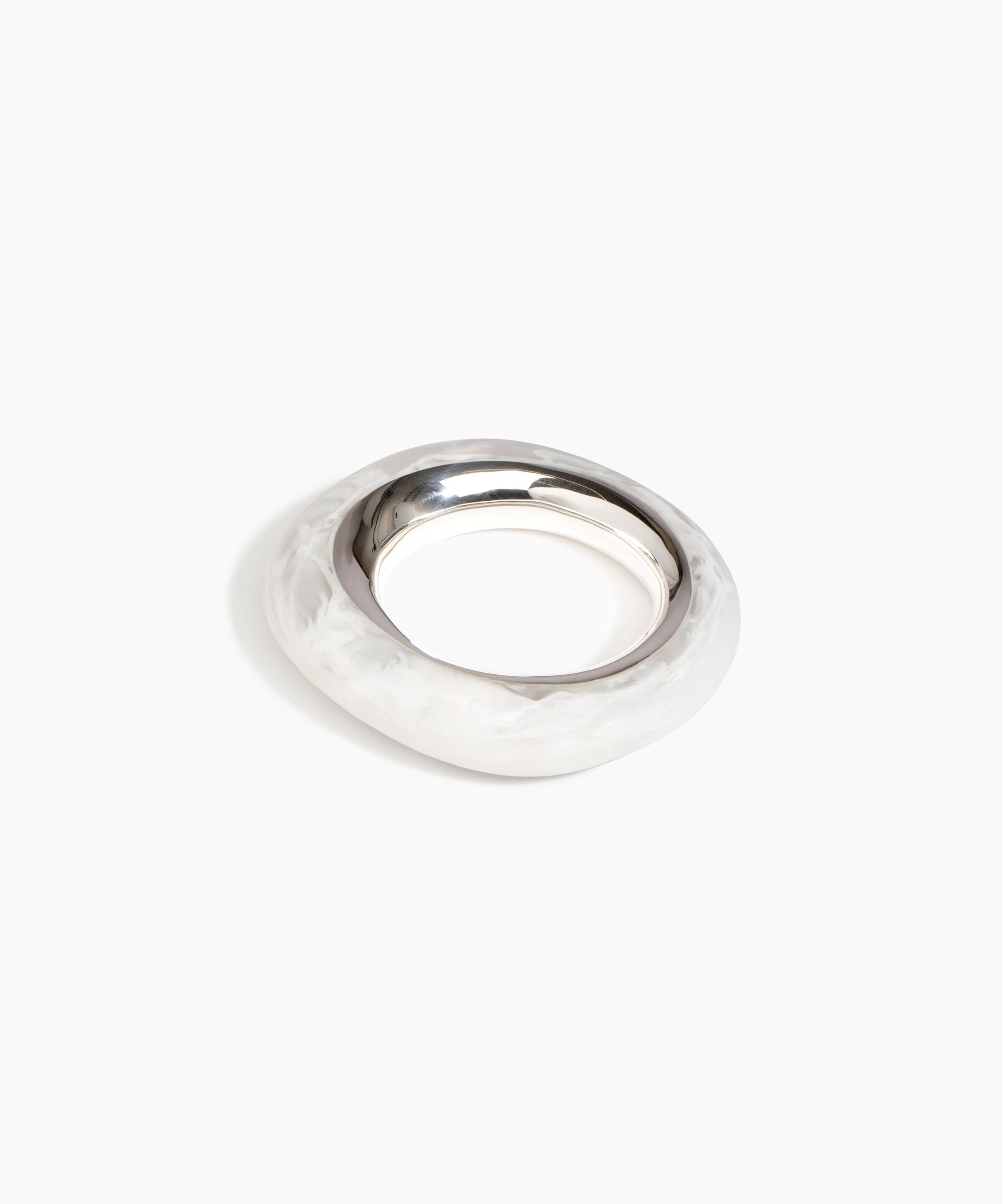 Dinosaur Designs Medium Drift Duo Bangle in Chalk Swirl Colour resin with Silver-Plated Brass Material