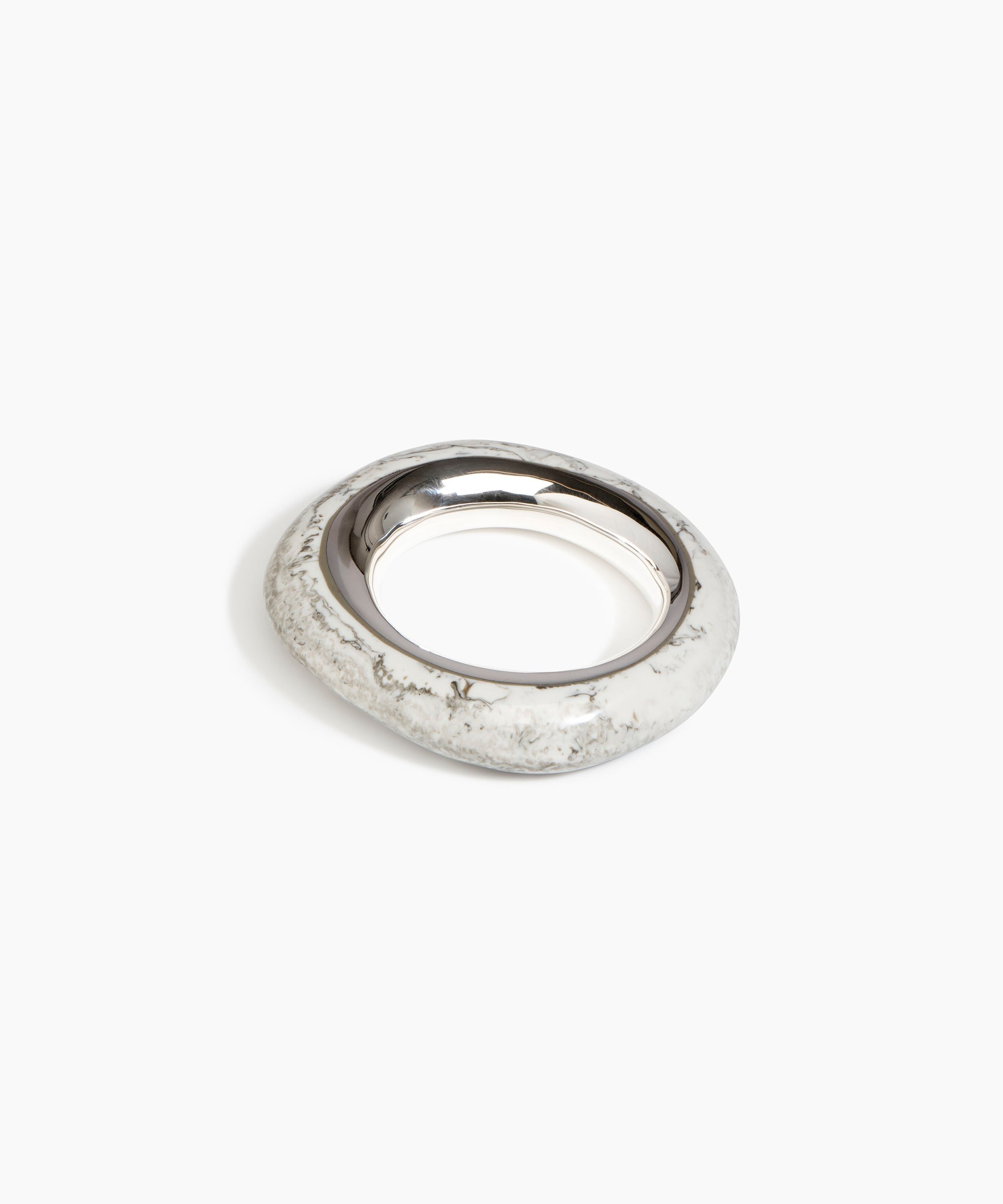 Dinosaur Designs Medium Drift Duo Bangle in Granite Colour resin with Silver-Plated Brass Material