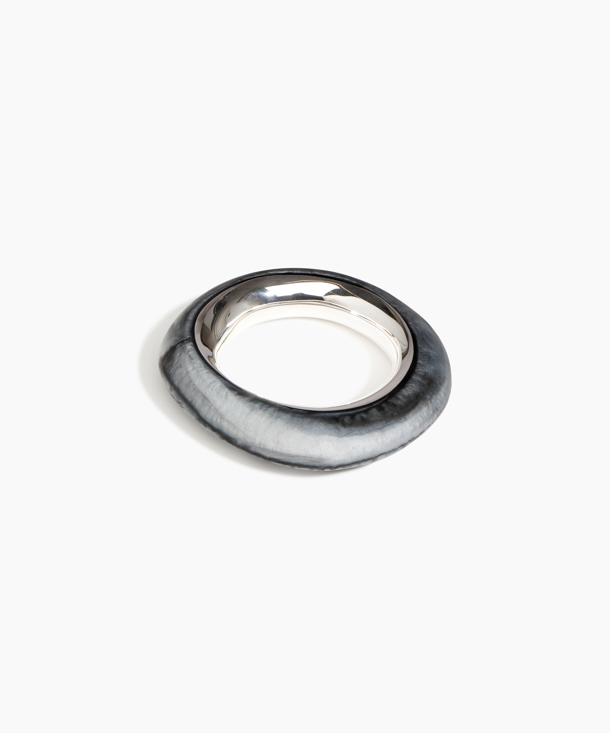 Dinosaur Designs Medium Drift Duo Bangle in Slate Colour resin with Silver-Plated Brass Material